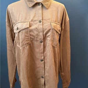 Workshop Republic Clothing Tan Corduroy Button-Front Shacket